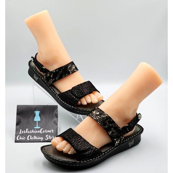 Alegria Womens Black Metallic Detailing Leather Verona Pewter Mosaic Sz 8.5 2319 - Picture 5 of 16